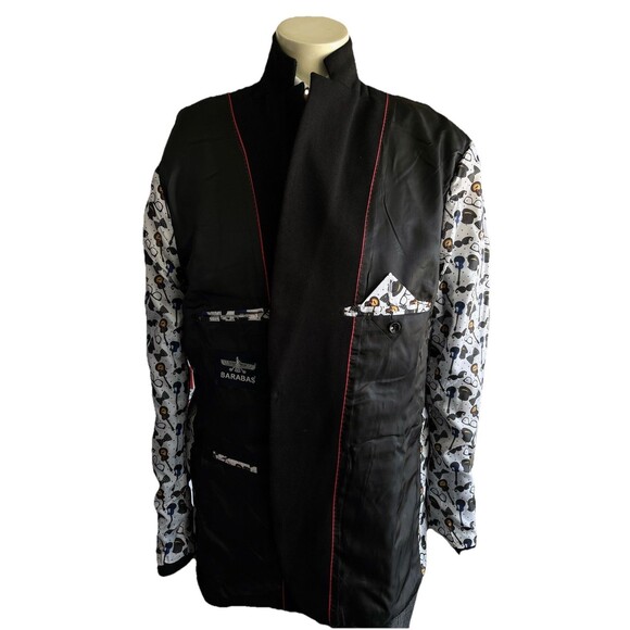 New Barabas Men Blazer 46R Formal Dinner Jacket Gold Buttons Slim Fit Black - Picture 9 of 16